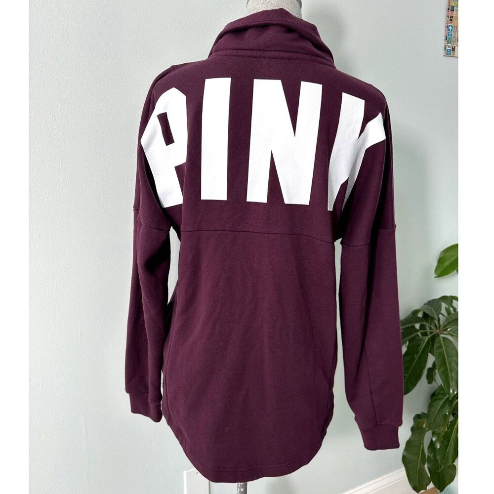 Victoria's Secret Pink Burgundy Pullover Half Zip Sweatshirt Jacket size XS